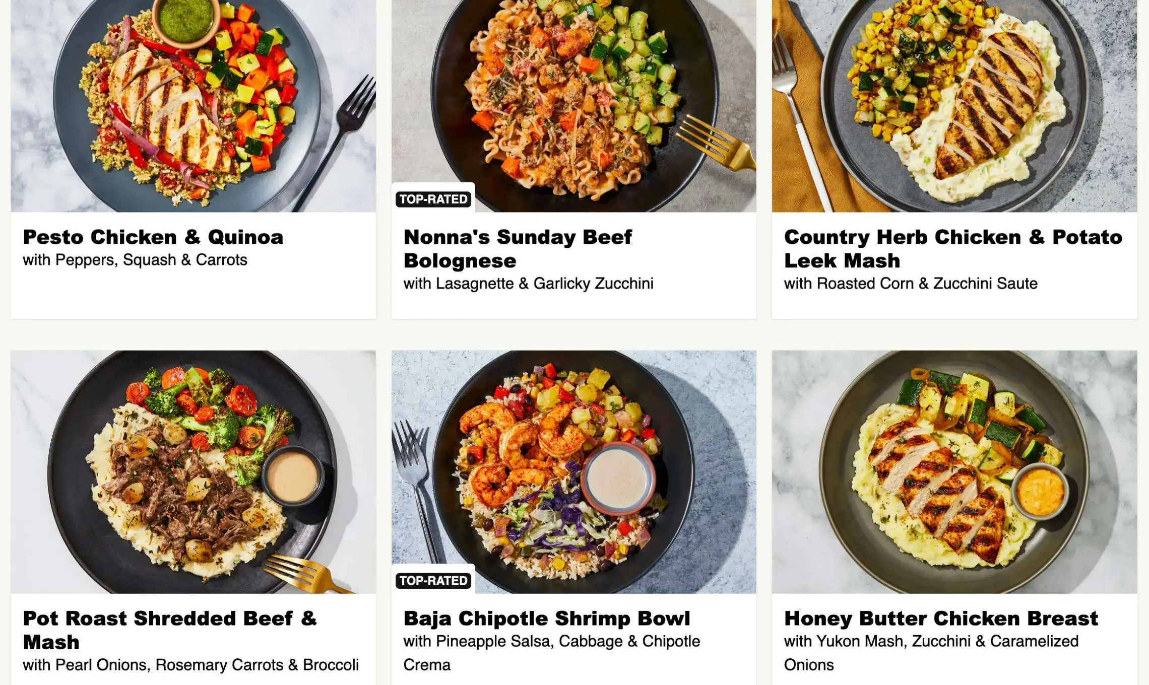 Factor Meals Menu
