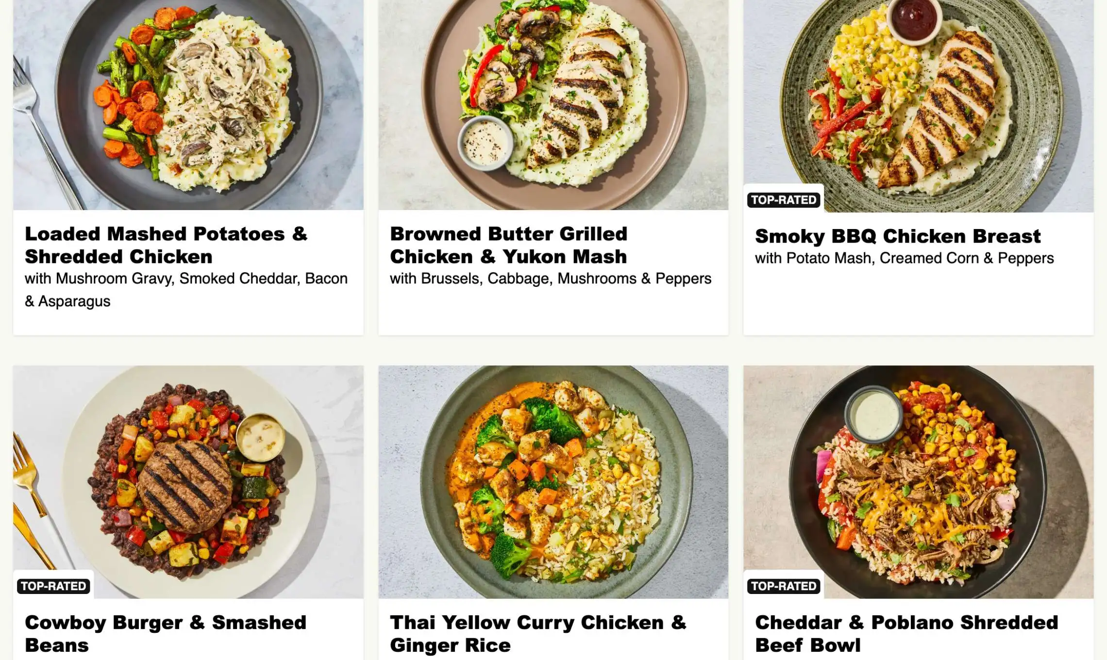 Factor Meals Menu