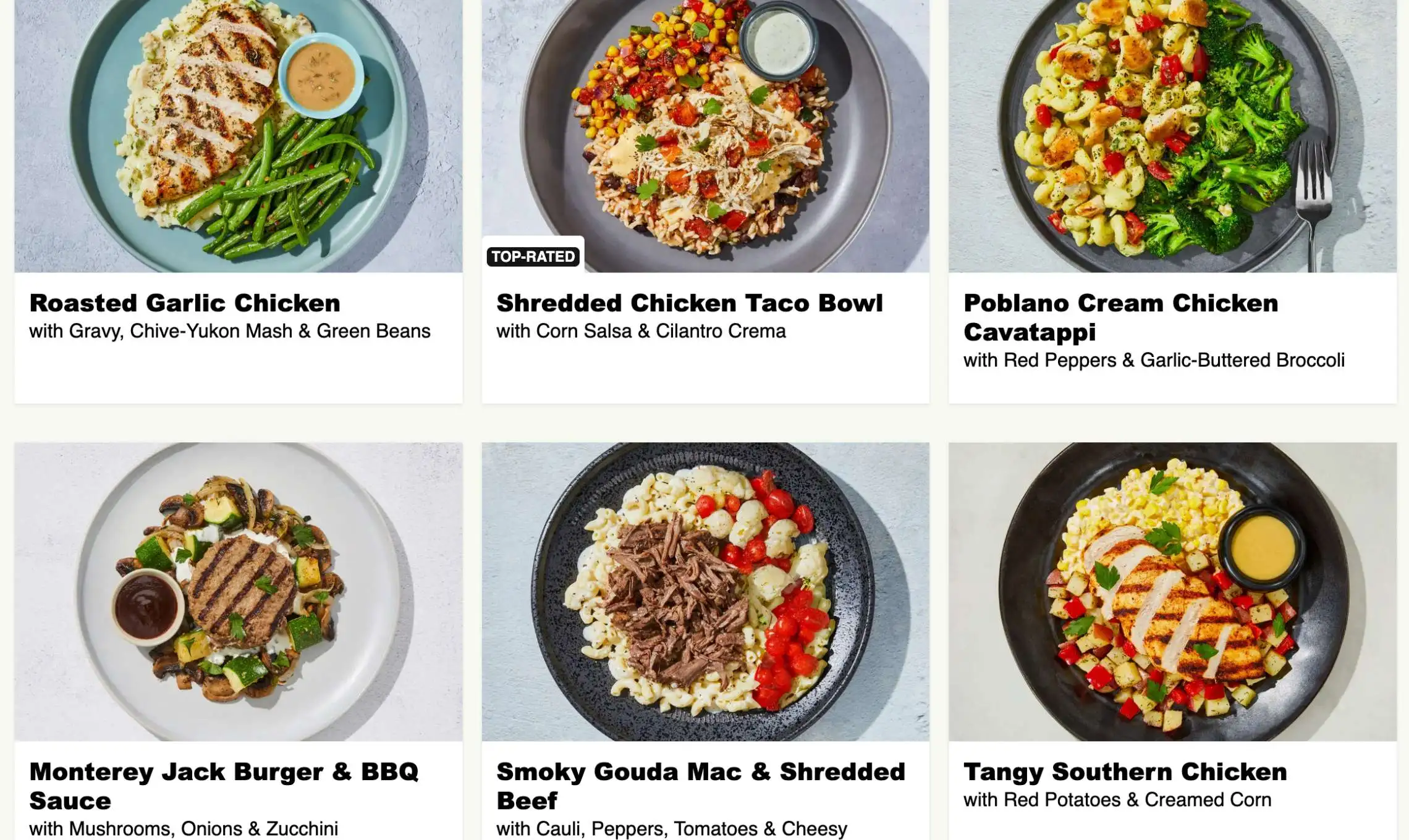 Factor Meals Menu