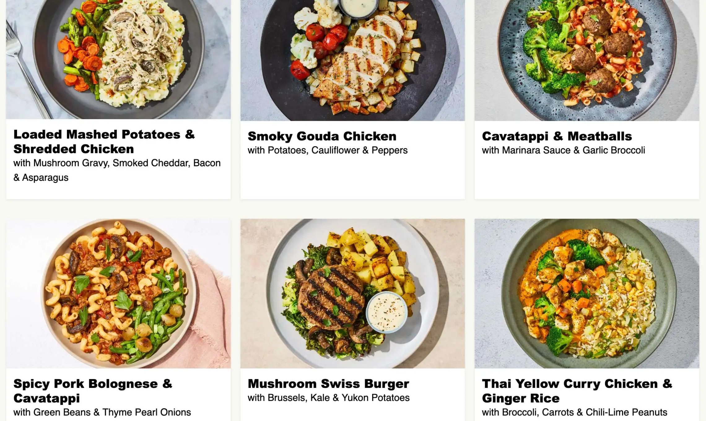 Factor Meals Menu