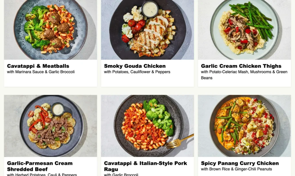 Factor Meals Menu