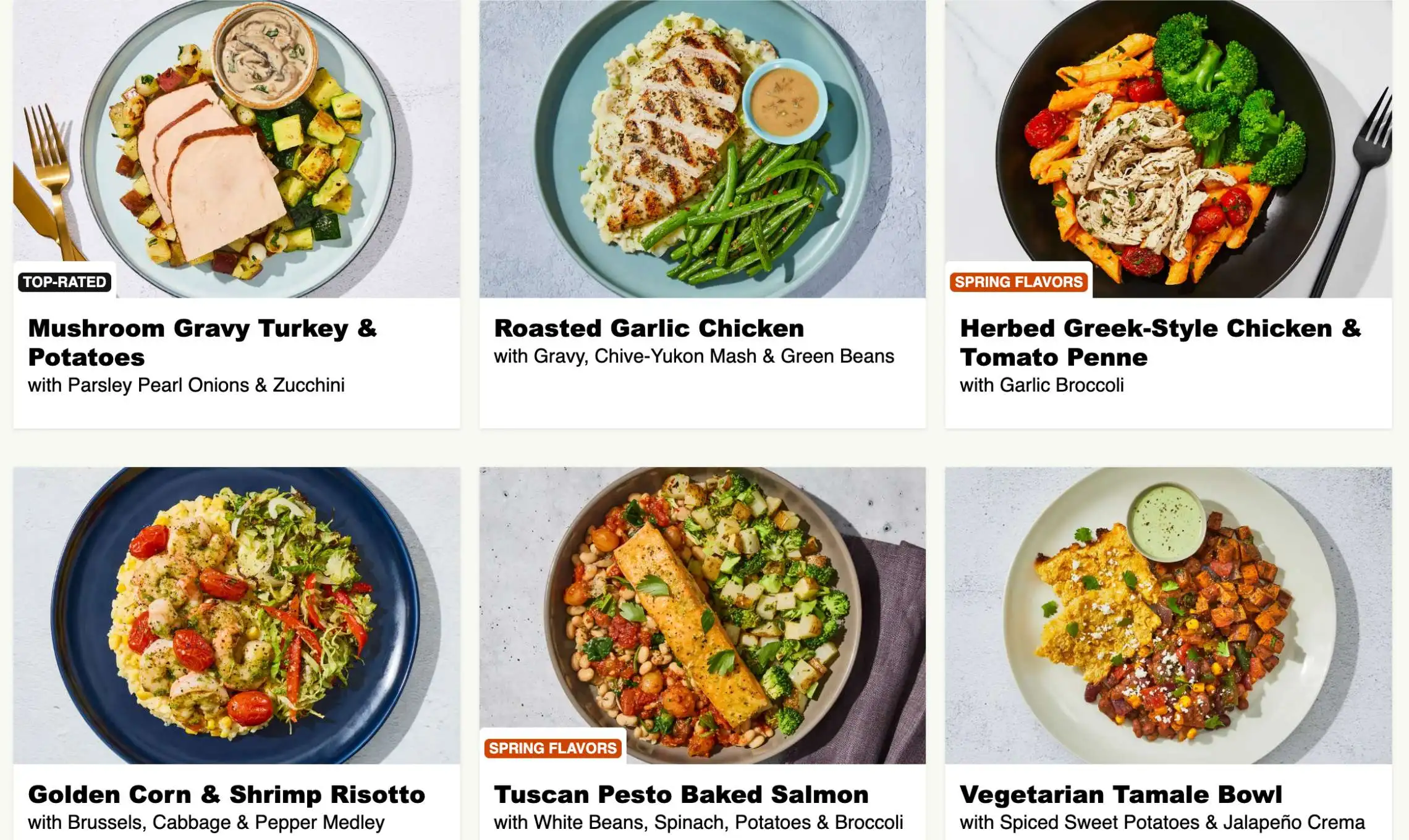 Factor Meals Menu
