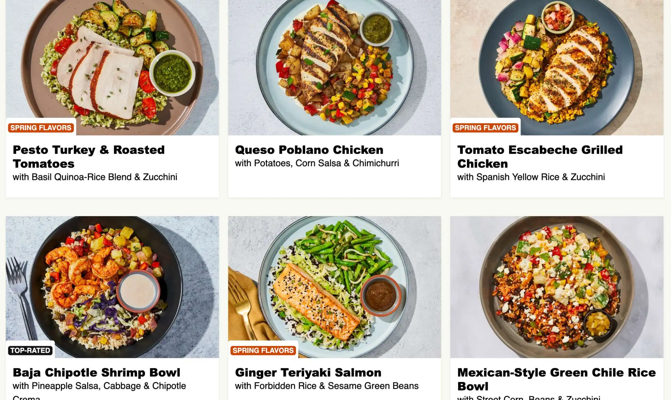 Factor Meals Menu
