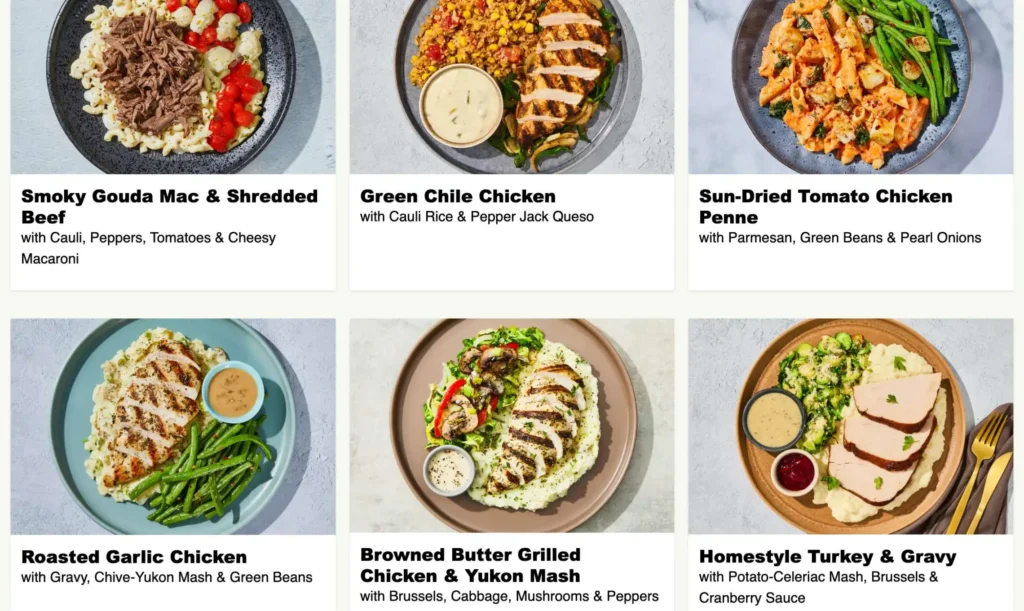 Factor Meals Menu