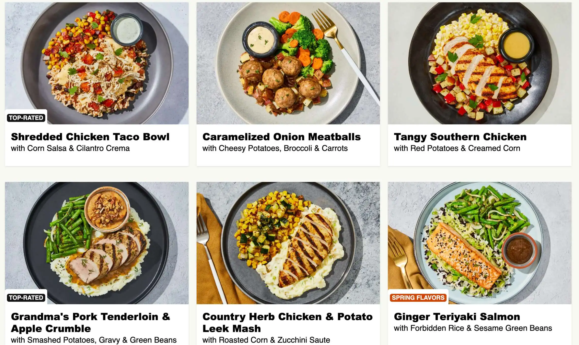 Factor Meals Menu