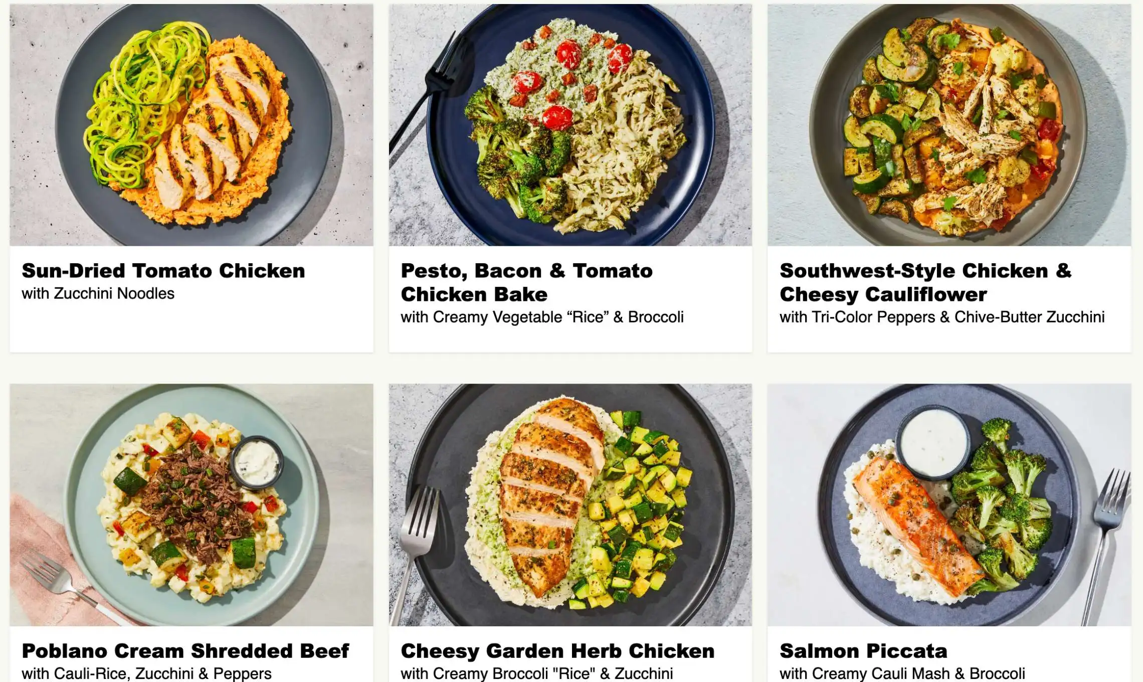 Factor Meals Menu