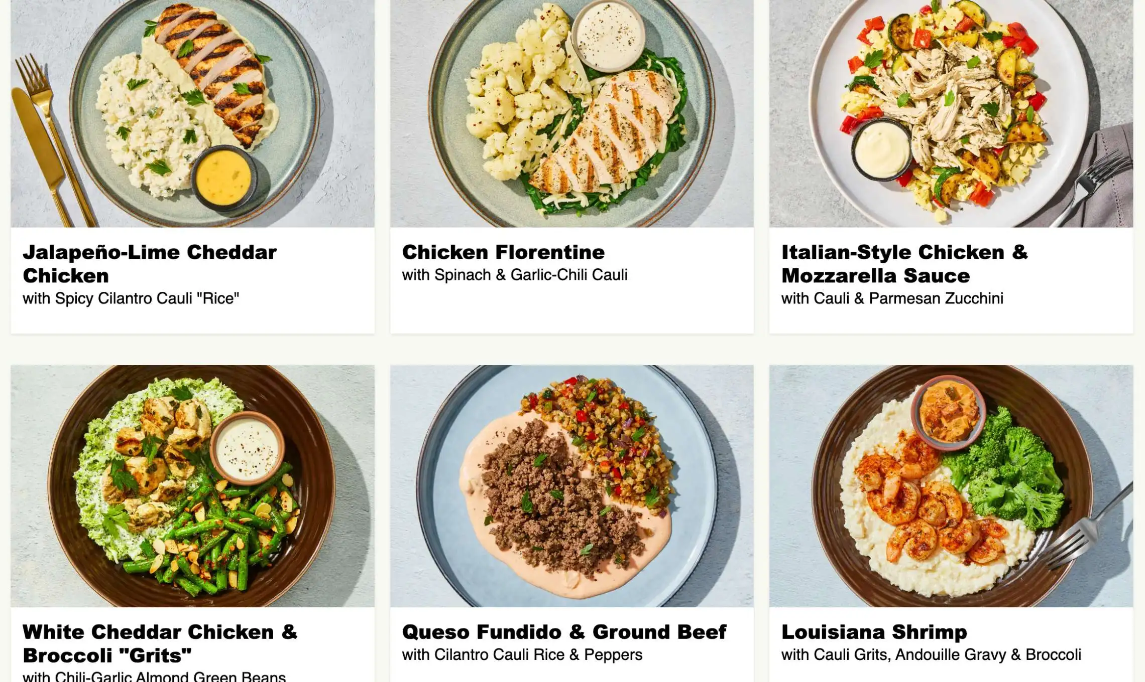 Factor Meals Menu