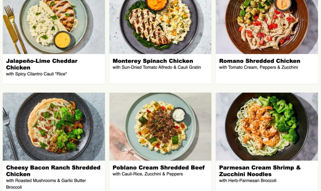 Factor Meals Menu