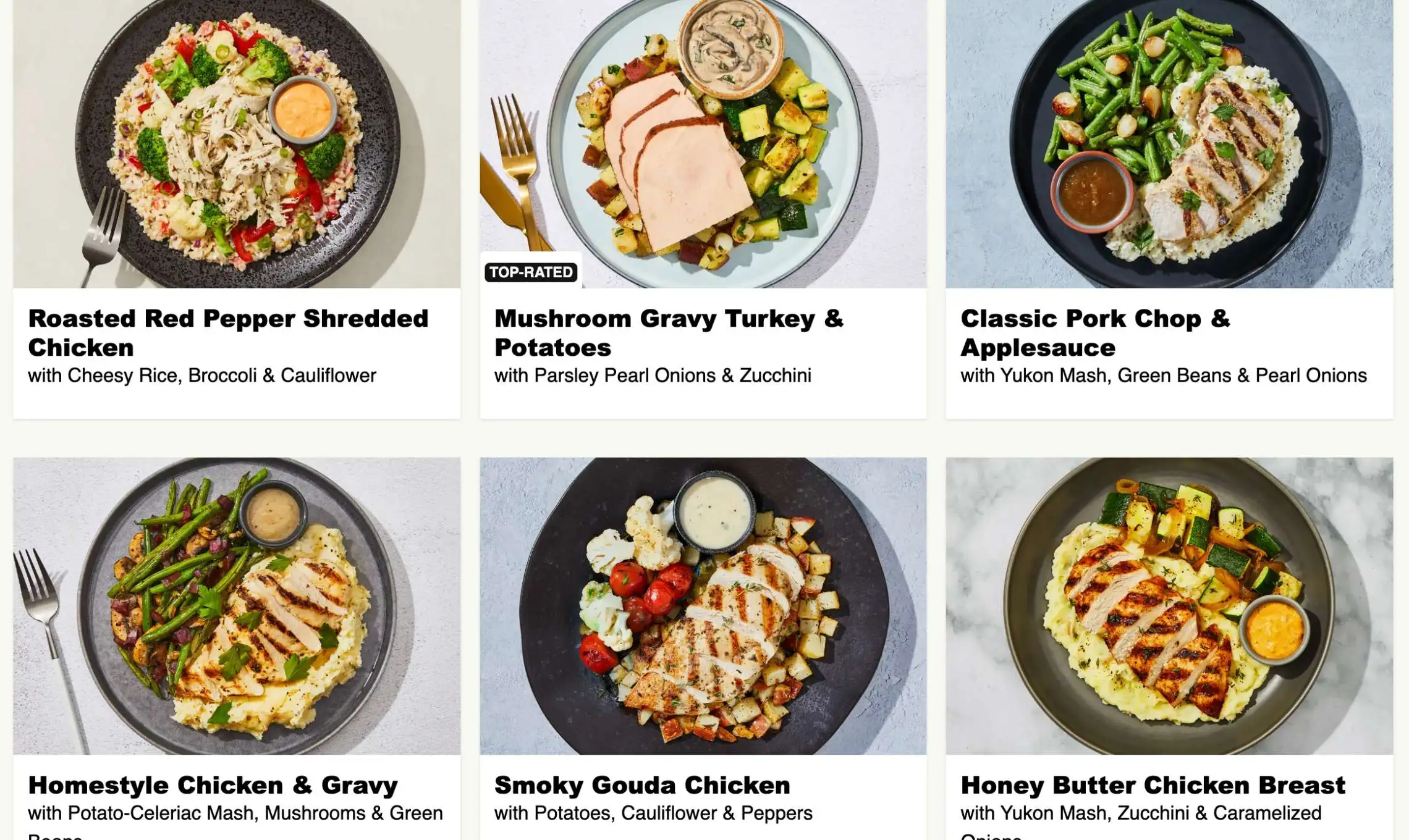 Factor Meals Menu