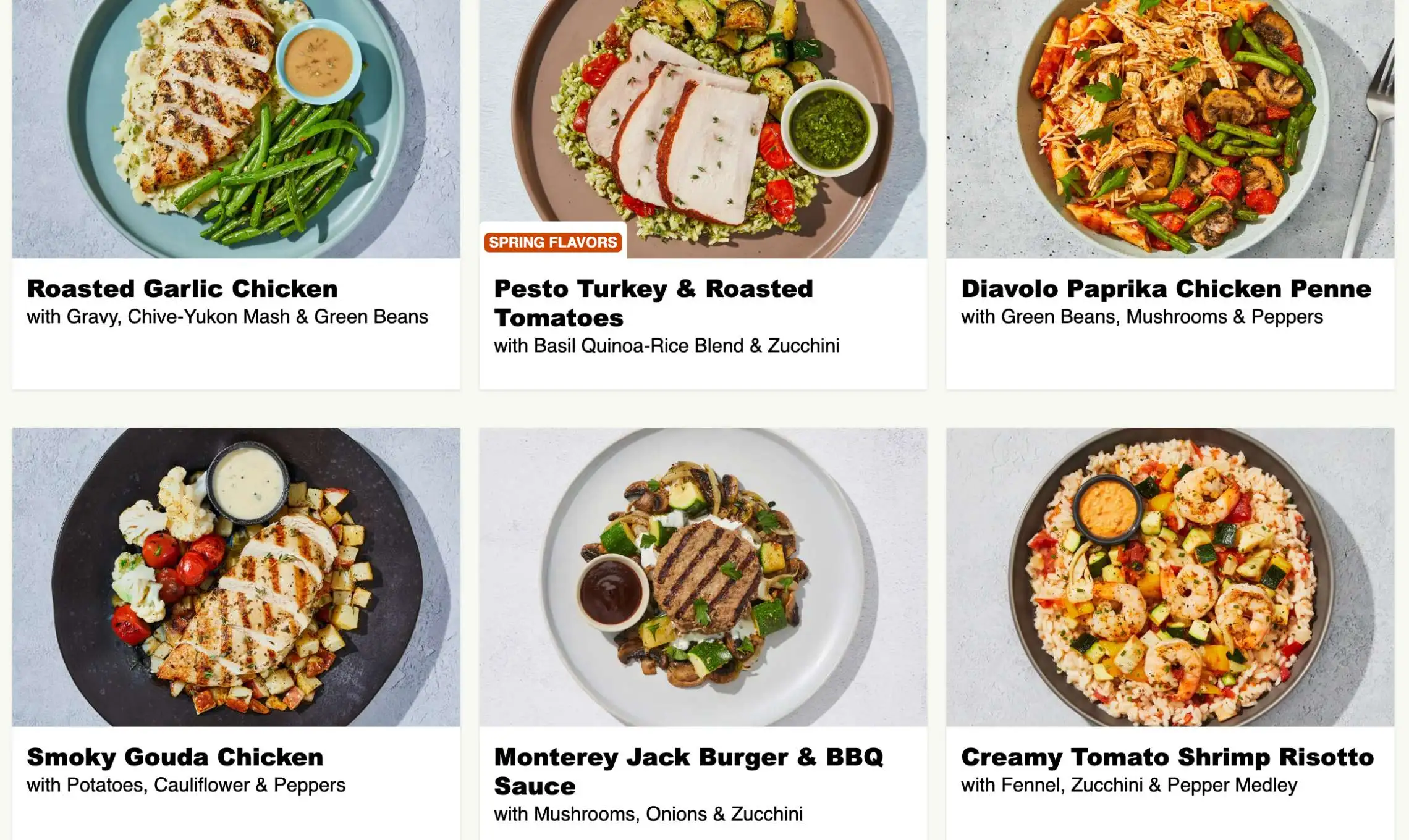 Factor Meals Menu